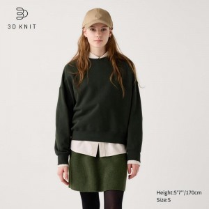 Uniqlo 3D Knit Soufflé Yarn Mini Women Skirts Olive US | DLWO-08365