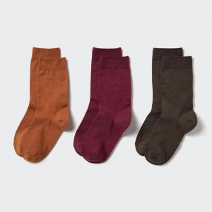 Uniqlo (3 Pairs) Women Socks Tights Brown US | THUV-24051