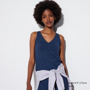 Uniqlo AIRism Active Sleeveless Women Tank Tops Navy US | KVSL-20759