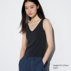 Uniqlo AIRism Active Sleeveless Women Tank Tops Black US | VSYZ-29580