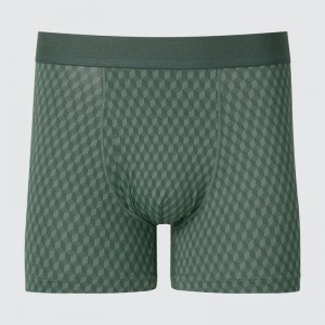 Uniqlo AIRism Boxer (Print) Men Briefs Olive US | GXRA-71492