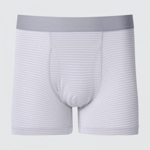 Uniqlo AIRism Boxer (Stripe) Men Briefs Grey US | CJVL-76139