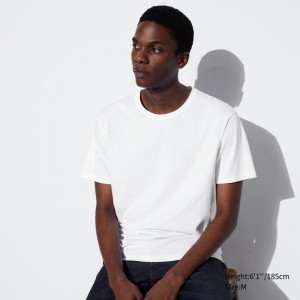 Uniqlo AIRism Cotton Crew Neck Men T-Shirt White US | CMGA-72360