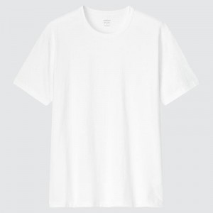 Uniqlo AIRism Cotton Crew Neck Men T-Shirt White US | XBYL-25871