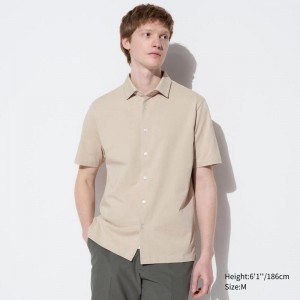 Uniqlo AIRism Cotton Full Open Men Polo Shirt Natural US | FIHZ-92618