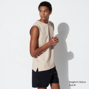 Uniqlo AIRism Cotton Sleeveless Men T-Shirt Natural US | PRZI-62397