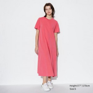 Uniqlo AIRism Cotton Women Dress Pink US | IVYW-37849