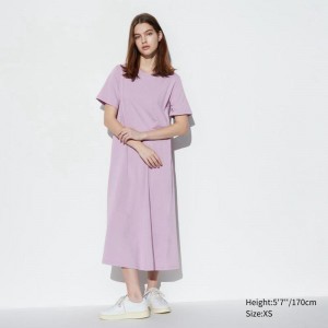 Uniqlo AIRism Cotton Women Dress Purple US | AFBS-70284