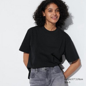 Uniqlo AIRism Cotton Women T-Shirts Black US | PUCM-74601