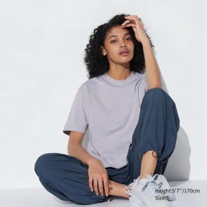 Uniqlo AIRism Cotton Women T-Shirts Light Grey US | LQJW-84769