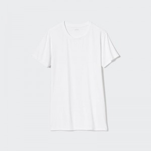 Uniqlo AIRism Crew Neck Men T-Shirt White US | BOQX-64923