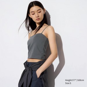 Uniqlo AIRism Cropped Tube Women Tank Tops Dark Grey US | MJCK-62750