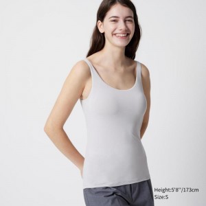 Uniqlo AIRism Sleeveless Women Tank Tops Light Grey US | FAIE-67495