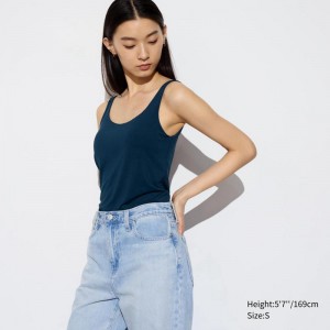 Uniqlo AIRism Sleeveless Women Tank Tops Navy US | VQXI-21638