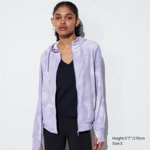 Uniqlo AIRism UV Protection (Print) Women Hoodies Purple US | EYPC-02398