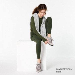 Uniqlo AIRism UV Protection Soft (With Pockets) Women Leggings Dark Green US | JTSH-47851