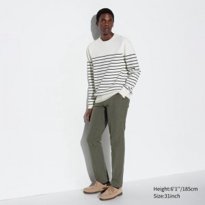 Uniqlo AirSense (Cotton-Like, Long) Men Trousers Olive US | OGDT-37128