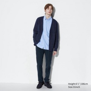 Uniqlo AirSense (Cotton-Like, Long) Men Trousers Navy US | QYUD-01529