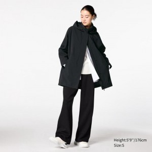 Uniqlo BLOCKTECH Half Women Coats Black US | ONQY-95216