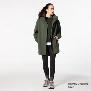 Uniqlo BLOCKTECH Half Women Coats Olive US | MADQ-53608