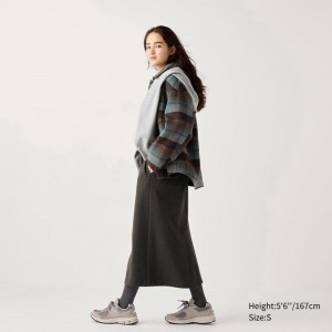 Uniqlo Brushed Jersey Narrow Women Skirts Olive US | ZPYK-20614