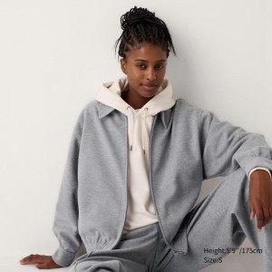 Uniqlo Brushed Jersey Oversized Blouson Women Jackets Grey US | BCLU-29370