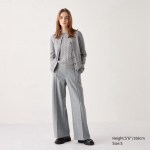 Uniqlo Brushed Jersey Wide Women Trousers Grey US | GPRA-68213