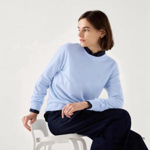 Uniqlo Cashmere Crew Neck Women Jumper Blue US | TRXK-95214