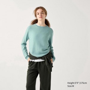 Uniqlo Cashmere Crew Neck Women Jumper Green US | XEWU-70269