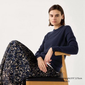 Uniqlo Cashmere Crew Neck Women Jumper Navy US | IBVF-15643