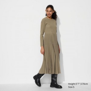 Uniqlo Combination Women Dress Beige US | JMVP-89042