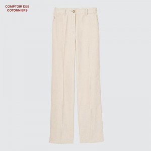 Uniqlo Corduroy Regular Fit Women Trousers Light Grey US | RLFY-15027