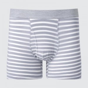 Uniqlo Cotton Boxer (Stripe) Men Briefs Grey US | FYGV-24019