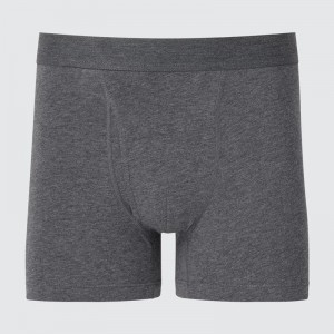 Uniqlo Cotton Regular Rise Boxer Men Briefs Grey US | FDQH-70954