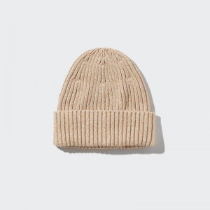 Uniqlo Cotton (Ribbed) Women Beanie Beige US | JBAE-10235