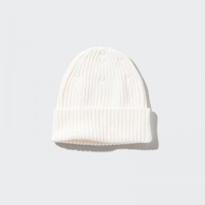 Uniqlo Cotton (Ribbed) Women Beanie Off White US | WODZ-60891