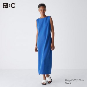 Uniqlo Crepe Jersey (Sleeveless) Women Dress Blue US | LNEI-42387