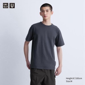 Uniqlo Crew Neck Short Sleeved Men T-Shirt Grey US | HSEQ-08394