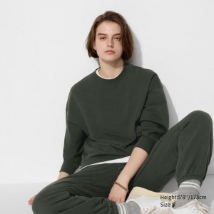 Uniqlo Crew Neck Women Sweatshirts Dark Green US | ATFY-93860