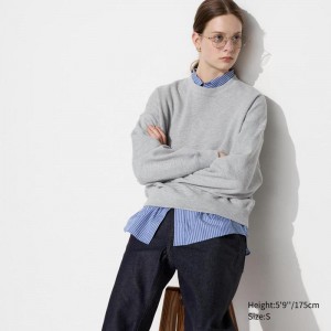 Uniqlo Crew Neck Women Sweatshirts Grey US | OSYM-97456