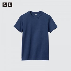 Uniqlo Crew Neck Women T-Shirts Navy US | HSNO-65180