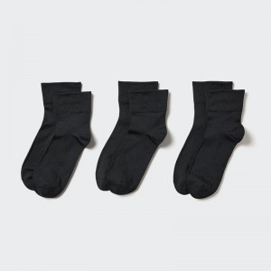 Uniqlo (Crew Taper, 3 Pairs) Women Socks Tights Black US | DCFL-27196