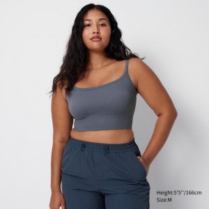 Uniqlo Cropped Women Tank Tops Grey US | QHPA-85067