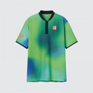 Uniqlo DRY-EX (Kei Nishikori) Men Polo Shirts Green US | ZWFS-58107