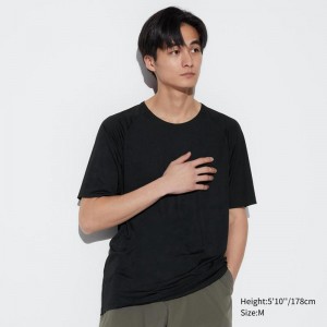 Uniqlo DRY-EX (Light) Men T-Shirt Black US | SCOM-38957