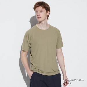 Uniqlo DRY-EX (Light) Men T-Shirt Olive US | NYKM-72159