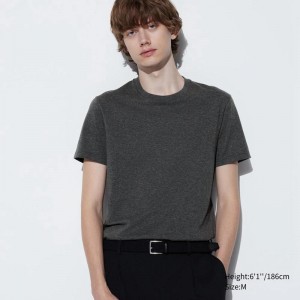 Uniqlo DRY Colour Crew Neck Men T-Shirt Dark Grey US | NSZT-73594