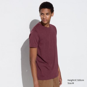 Uniqlo DRY Colour Crew Neck Men T-Shirt Wine US | CWDQ-58916