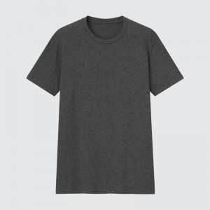 Uniqlo DRY Crew Neck Men T-Shirt Dark Grey US | ZRXQ-64780