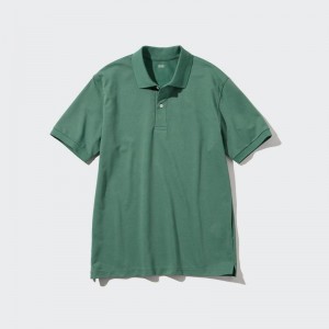 Uniqlo DRY Piqué Men Polo Shirts Green US | UHBW-74290